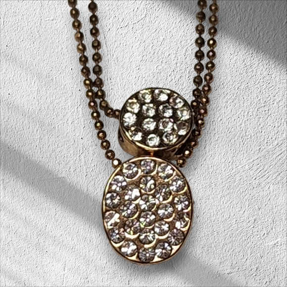 DOUBLE STRAND PENDENT NECKLACE WITH DIAMONDS - Picture 2 of 5
